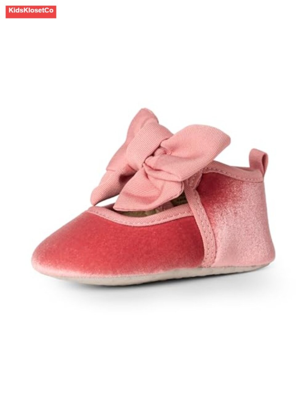 Baby Girls Mary Jane Shoes with Bow Detail Velvet Upper